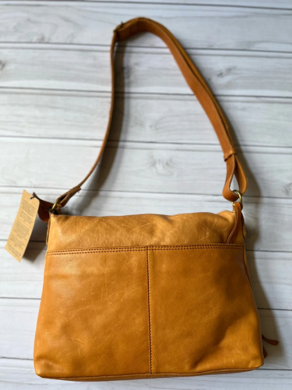 New Margot Mickey Hobo double zip crossbody shoulder leather purse bag cognac